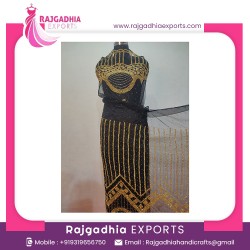 Women's Summer Inspired African Clothing Silk Beaded George Designs Dress and Indian George Wrapper with Headtie for Adults