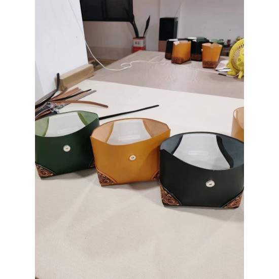 Genuine Leather Carved Flower Western Crossbody Purse Handmade Bags Dumpling Bag Body Bag for Women