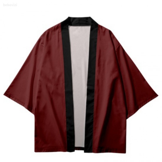 Traditional Solid Color Patchwork Japanese Kimono Cosplay Samurai Thermal Women Men Streetwear Cardigan Beach Asian Clothes