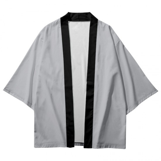 Traditional Solid Color Patchwork Japanese Kimono Cosplay Samurai Thermal Women Men Streetwear Cardigan Beach Asian Clothes