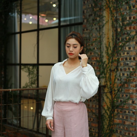 Full Sleeve V-neck Casual Blouses Women Ladies Elegant Tops Clothes Women Wholesale