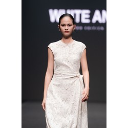 Formal Style Women'S Dresses Back Zipper Nella Emb Lace Draped Midi Dress Organic Cotton Flower Lace Clothes for Women Whiteant