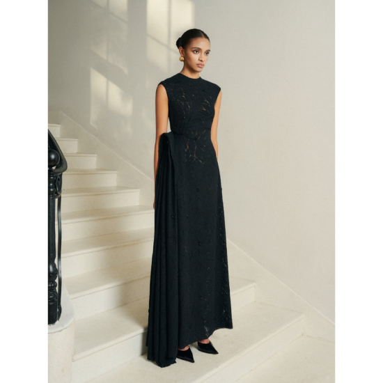 Quick-Dry Women'S Dresses Side Drape Nella Emb Lace Draped Midi Dress Eco-Friendly Fabric Woman Clothes Whiteant Made in Vietnam