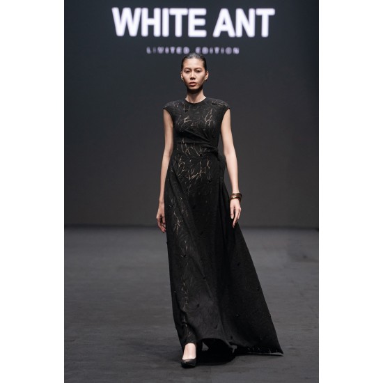 Sweet Style Dresses for Ladies Side Drape Nella Emb Lace Draped Midi Dress 64%Cotton 36%Polyester Clothes for Women Whiteant