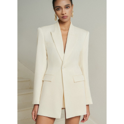 Elegant Style Blazer Woman Buttoned Front Chest Pocket Lya Backless Draped Blazer Summer Clothes For Women Whiteant Local Brand