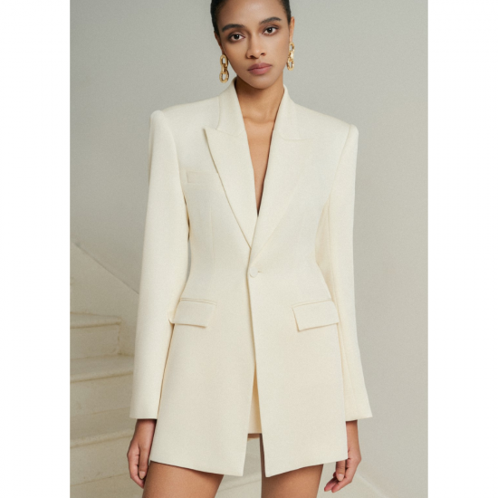 Elegant Style Blazer Woman Buttoned Front Chest Pocket Lya Backless Draped Blazer Summer Clothes For Women Whiteant Local Brand