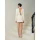 Elegant Style Blazer Woman Buttoned Front Chest Pocket Lya Backless Draped Blazer Summer Clothes For Women Whiteant Local Brand