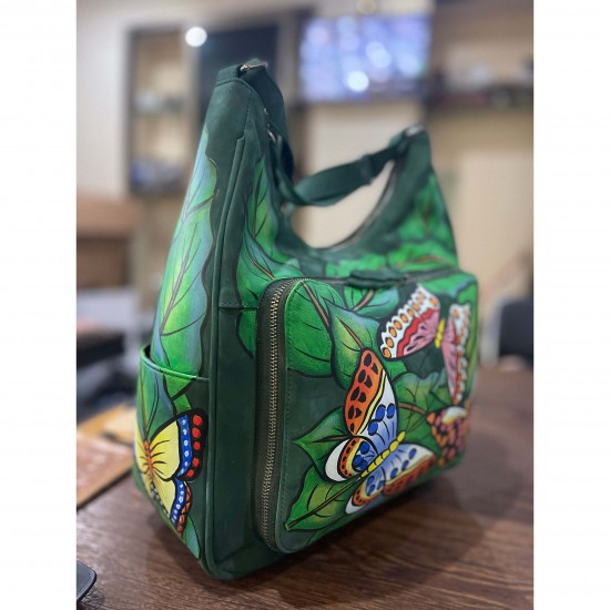 Genuine Cowhide Leather Hand Painted Tote Bag for Ladies LB 80 Weekender Baby Women's Leather Bags