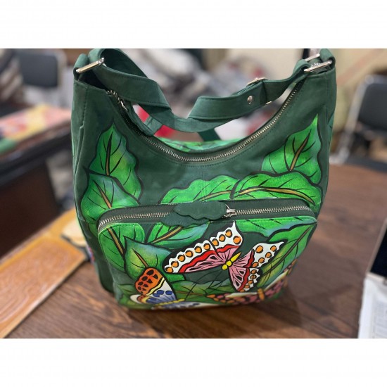 Genuine Cowhide Leather Hand Painted Tote Bag for Ladies LB 80 Weekender Baby Women's Leather Bags