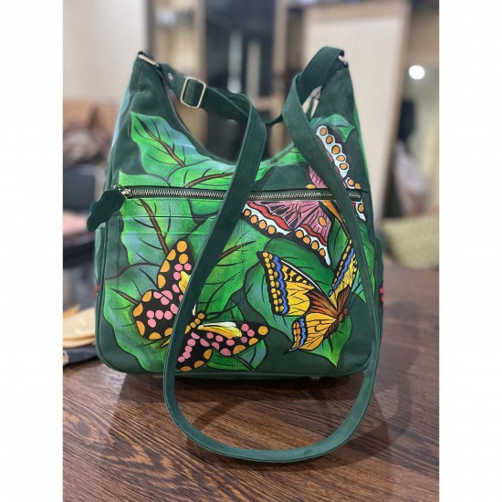 Genuine Cowhide Leather Hand Painted Tote Bag for Ladies LB 80 Weekender Baby Women's Leather Bags