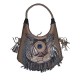 Boho Tribal Leather Banjara Shoulder Bag with Suede Fringe Handcrafted Ethnic Style for Women