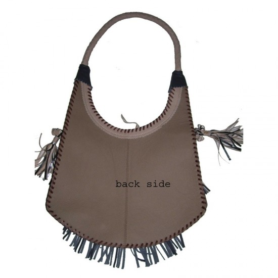 Boho Tribal Leather Banjara Shoulder Bag with Suede Fringe Handcrafted Ethnic Style for Women
