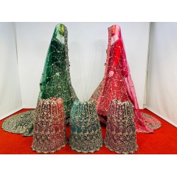 Heavy Work Velvet Crop Top Lehenga with Sparkling Jarkan Stone & Big Trail Rich Wedding Wear from Mahamantra Series