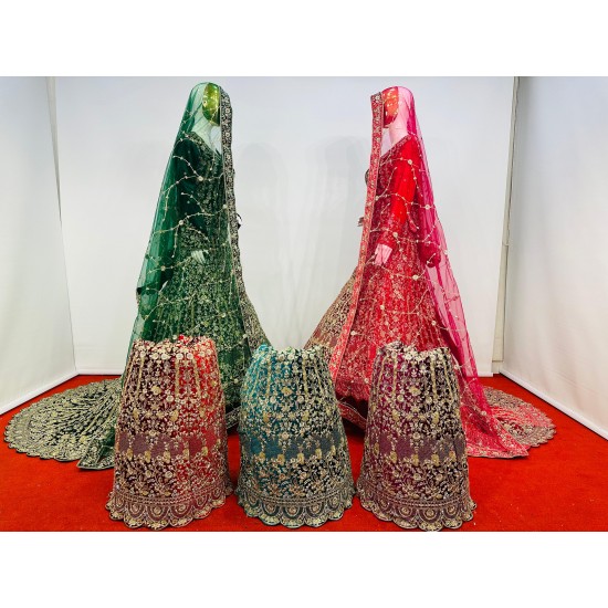 Heavy Work Velvet Crop Top Lehenga with Sparkling Jarkan Stone & Big Trail Rich Wedding Wear from Mahamantra Series