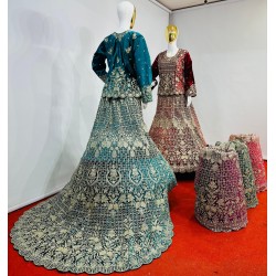 Full Heavy Work Velvet Lehenga with Crop Trail Cut & Sparkling Jarkan Stones 2025 Designer Bridal Must-Have