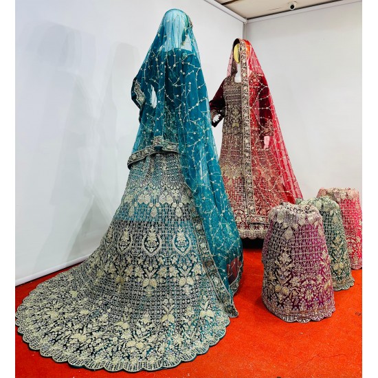 Full Heavy Work Velvet Lehenga with Crop Trail Cut & Sparkling Jarkan Stones 2025 Designer Bridal Must-Have