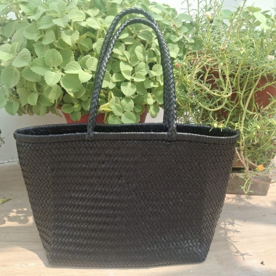 Fashion Casual Lady Genuine Leather Hand Woven Design Shoulder Bag Commute Tote Bag Berry Bag Genuine Leather Shoulder Handbags