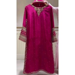2025@Women's Indian/Pakistani Kurta, Salwar & Dupatta Dress with Embellished Stone, Resham, Pearl, Crystal Glass Beads Zari work