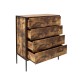 Industrial Style Rustic Brown Wood 4-Drawer Dresser Sturdy Steel Frame Clothes Organizer for Bedroom Living Room Storage Cabinet