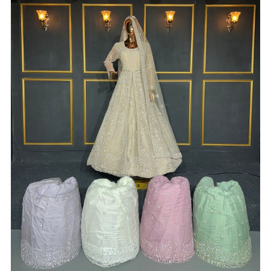 Designer Net Lehenga Choli with LX Front Cut Heavy Dori Work and Full Jarkan Stone Embroidery Available in 5 Colors