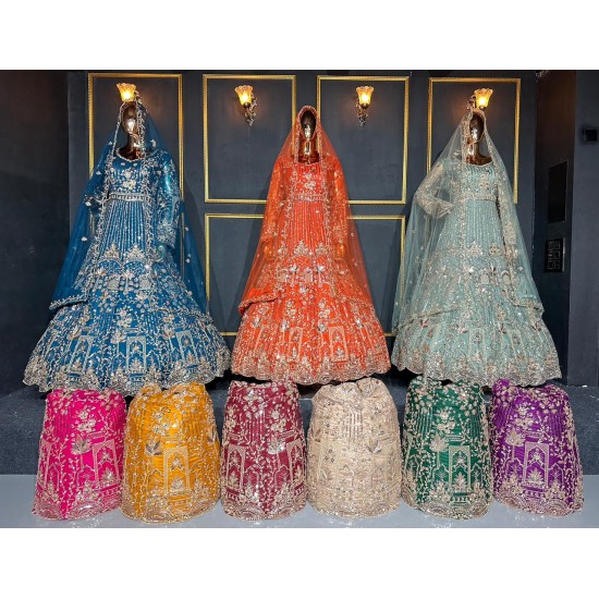 Elegant Gown Bits Style Lehenga Choli with Heavy Hand Work and Full Jarkan Stone Detailing for Grand Functions