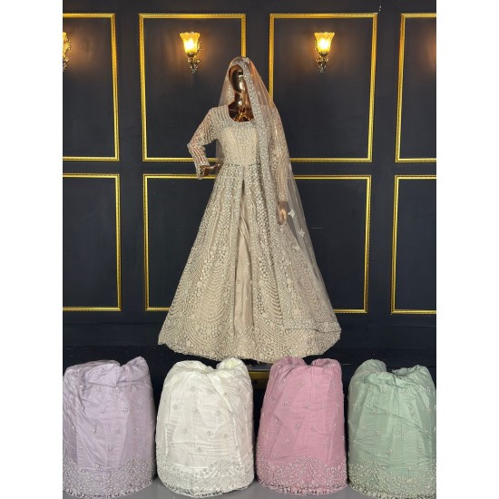 New Net Lehenga Choli with LX Front Cut Dori Heavy Work Full Jarkan Stone Detailing and Bridal Finish in 5 Elegant Colors