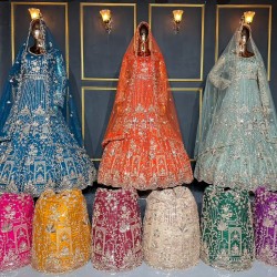 Heavy Work Gown Lehenga Choli with Full Jarkan Stone Detailing and Handcrafted Design Perfect for Weddings