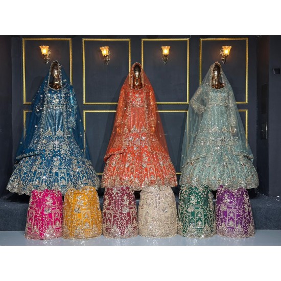 Heavy Work Gown Lehenga Choli with Full Jarkan Stone Detailing and Handcrafted Design Perfect for Weddings