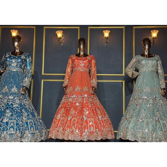 New Gown Design Lehenga Choli with Full Heavy Work and Sparkling Jarkan Stones in Premium Bridal Fabric