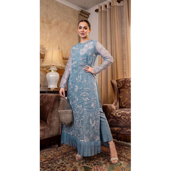 Modern Stylish Long Kurta With Pant on Silk Fabric Dress Beautiful Embellish Crystal Glass Beads, Dabka Work From India