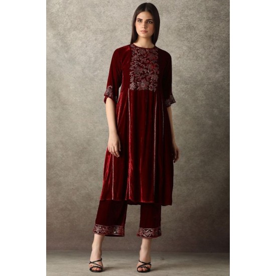 LATEST & BEAUTIFUL DESIGN of ZARI EMBROIDERY WORK on LONG KURTA WITH PANT for Party-wear-dress  for Party/ Wedding =2024