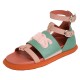 Top Quality Made in Italy Leather Two Tones Light Pink and Tiffany Color Comfortable Flat Shoes Fashion Sandals