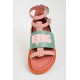 Top Quality Made in Italy Leather Two Tones Light Pink and Tiffany Color Comfortable Flat Shoes Fashion Sandals
