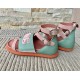 Top Quality Made in Italy Leather Two Tones Light Pink and Tiffany Color Comfortable Flat Shoes Fashion Sandals
