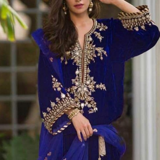 2024 Stylish Heavy Embroidery Kurta with Plazo Dress Indian & Pakistani Party-Wear Plus Size Sequined Floral Print