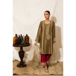 Latest Trendy Indian Pakistani Embroidery Kurta with Plazo Dress Lace and Button Details Party Wedding Wear 2025