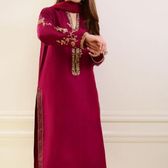 LATEST INDIAN & PAKISTANI BEAUTIFUL EMBROIDERY on LONG KURTA WITH SALWAR DRESS for Party-wear-dress  for Party/ Wedding=2023