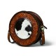 Premium Quality Real Leather Hair on Fashionable Lady's Cross Body Shoulder Bags with Hard Wax Zip Closure Round Shaped on Sale