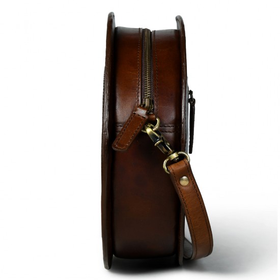 Premium Quality Real Leather Hair on Fashionable Lady's Cross Body Shoulder Bags with Hard Wax Zip Closure Round Shaped on Sale