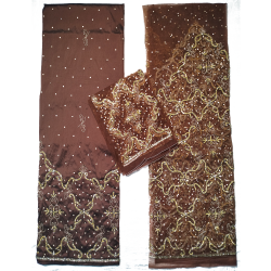 Indian Wrappers George Fabrics Embroidery Pearl Beaded Design Wedding Dresses for Ethnic African Women for Autumn Season-Winter