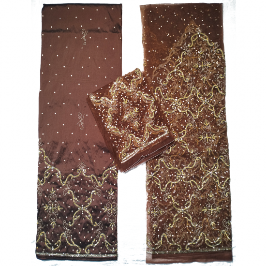 Indian Wrappers George Fabrics Embroidery Pearl Beaded Design Wedding Dresses for Ethnic African Women for Autumn Season-Winter