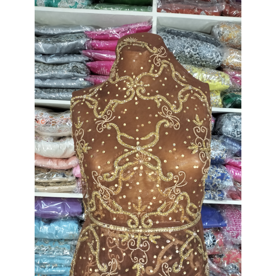 Indian Wrappers George Fabrics Embroidery Pearl Beaded Design Wedding Dresses for Ethnic African Women for Autumn Season-Winter