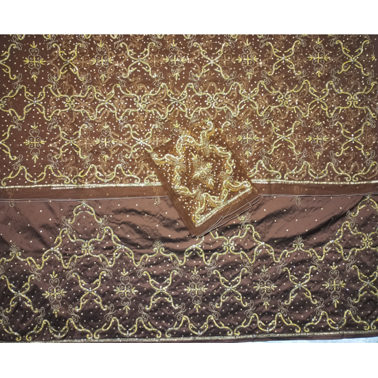 Indian Wrappers George Fabrics Embroidery Pearl Beaded Design Wedding Dresses for Ethnic African Women for Autumn Season-Winter