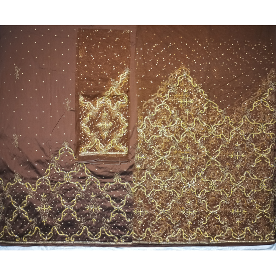 Indian Wrappers George Fabrics Embroidery Pearl Beaded Design Wedding Dresses for Ethnic African Women for Autumn Season-Winter