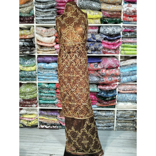 Indian Wrappers George Fabrics Embroidery Pearl Beaded Design Wedding Dresses for Ethnic African Women for Autumn Season-Winter