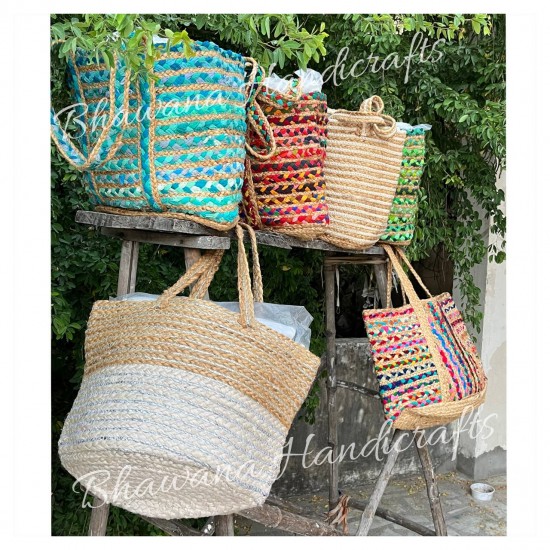 Embrace Boho Chic with Our Colorful Jute Shoulder Tote Handmade Eco-Friendly Stylish All-Purpose Bag for Summer