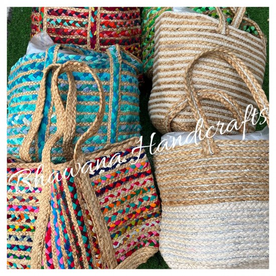 Embrace Boho Chic with Our Colorful Jute Shoulder Tote Handmade Eco-Friendly Stylish All-Purpose Bag for Summer