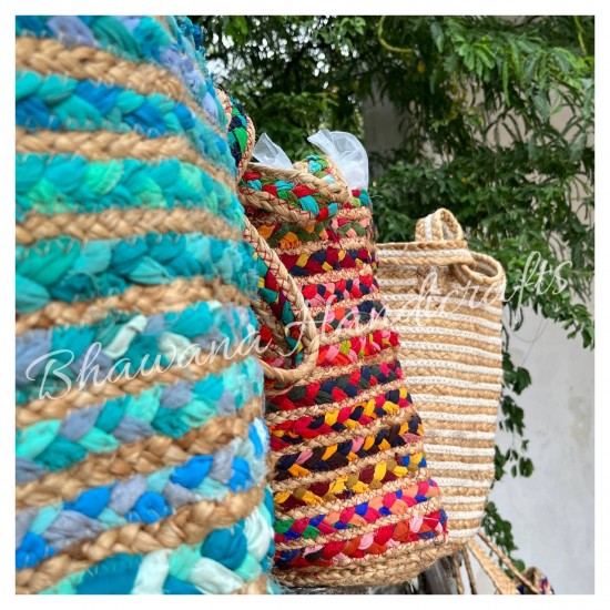Embrace Boho Chic with Our Colorful Jute Shoulder Tote Handmade Eco-Friendly Stylish All-Purpose Bag for Summer
