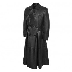 Latest Fashionable Custom Logo Men Leather Trench Long Coat/ Breathable Men Extra Long Coat
