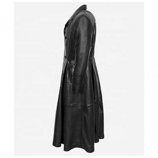 Latest Fashionable Custom Logo Men Leather Trench Long Coat/ Breathable Men Extra Long Coat